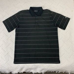 Nike Dri Fit Men's Golf Short Sleeve Polo Shirt Black Striped Performance Medium